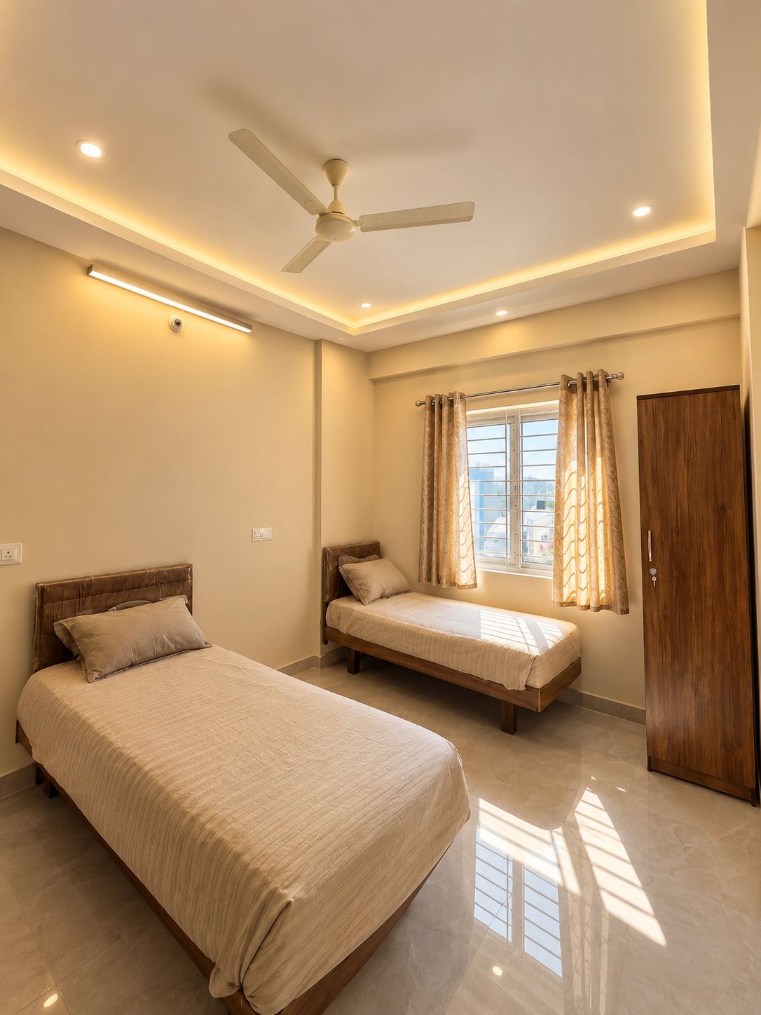 Single-sharing bedroom at Niva Colive PG